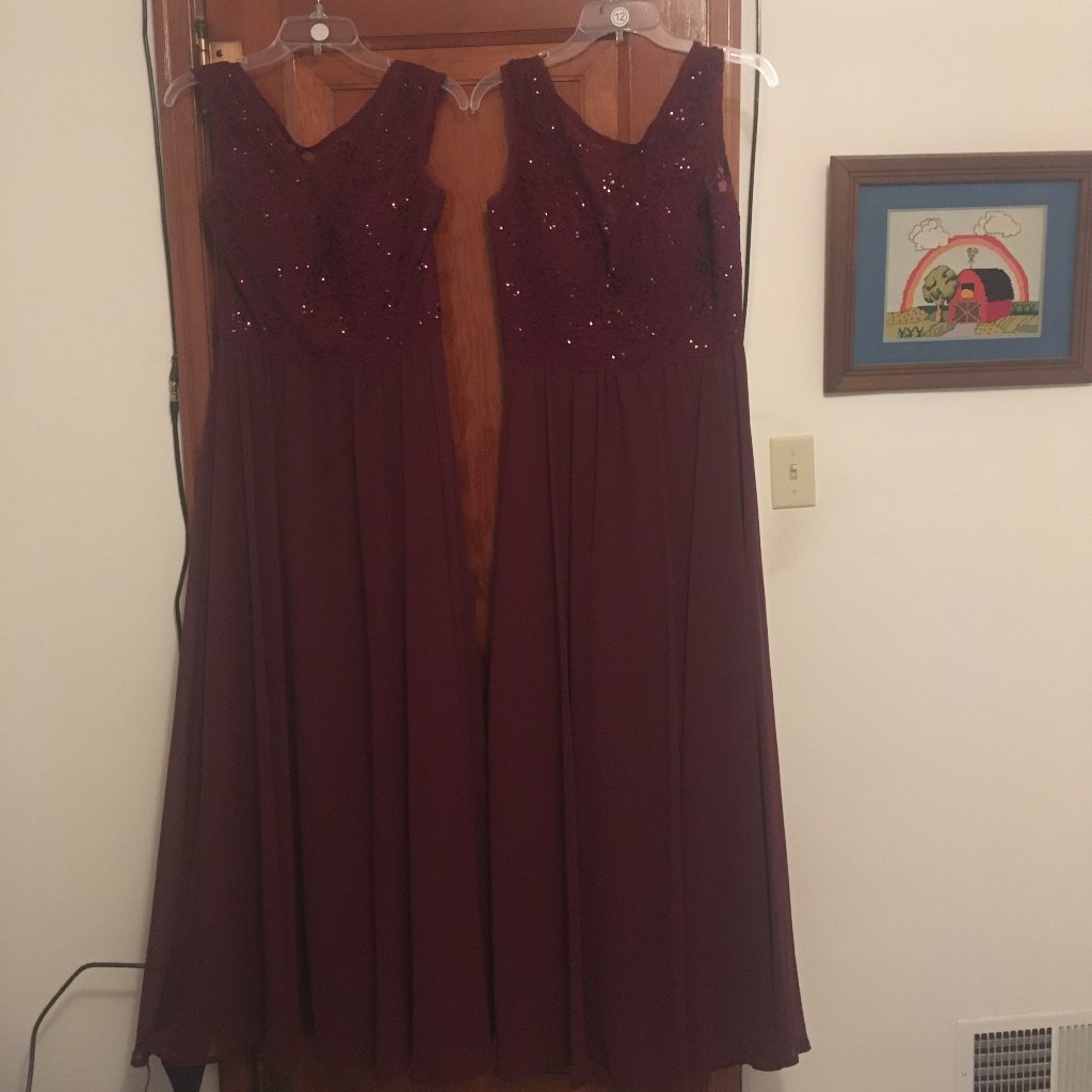 Mori Lee Madeline Gardner Bordeaux Lace/Sequin Long Dress 2